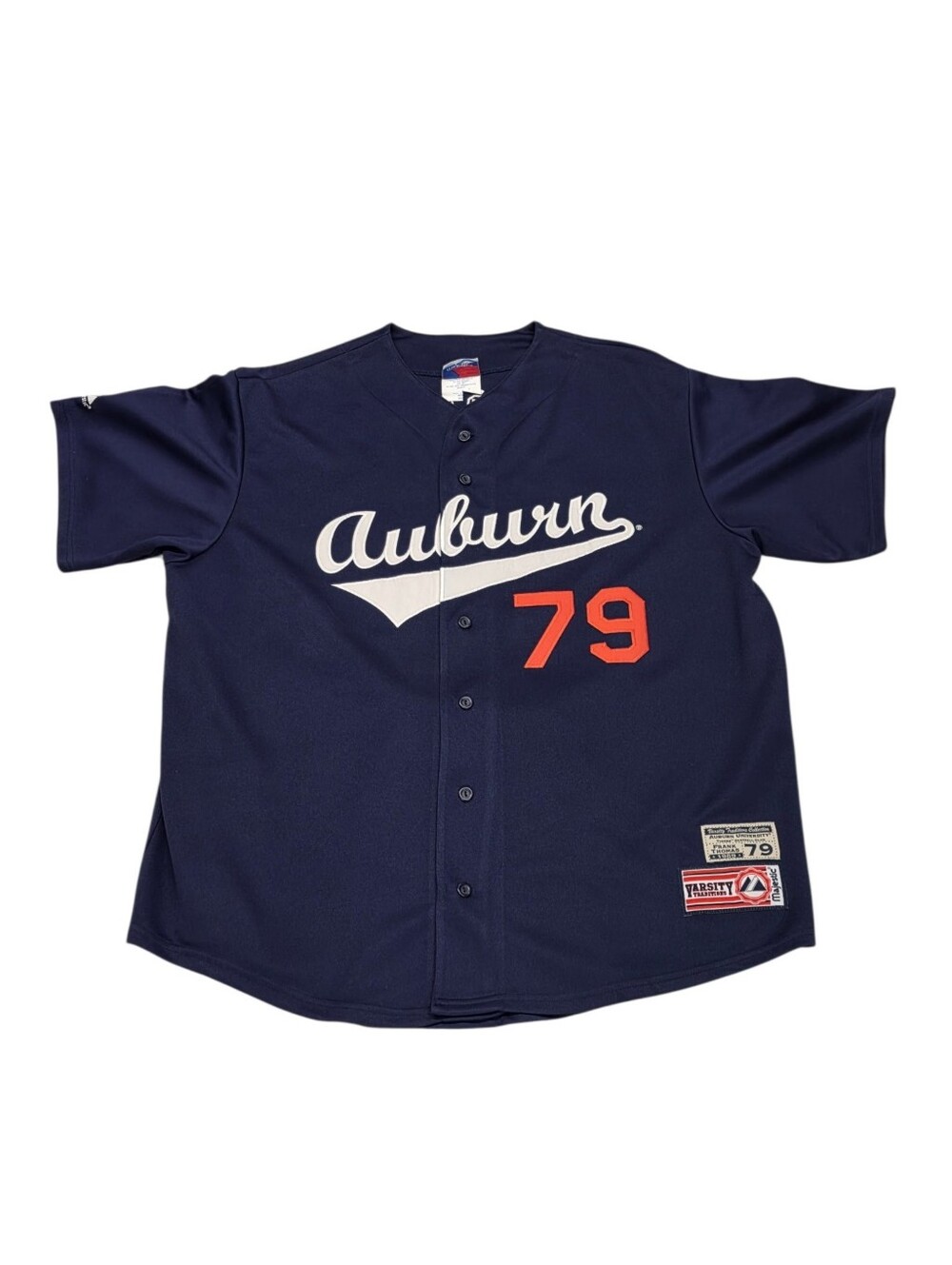 Auburn Tigers Thomas #79 Majestic Navy Baseball Jersey Button-Up Size 2XL